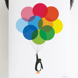 Mr Penguin Balloon Print